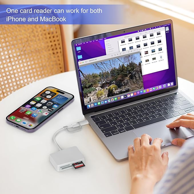 SD Card Reader for iPhone, 4 in 1 USB C and Lightning to CF/SD/MS/TF Card - Image 5
