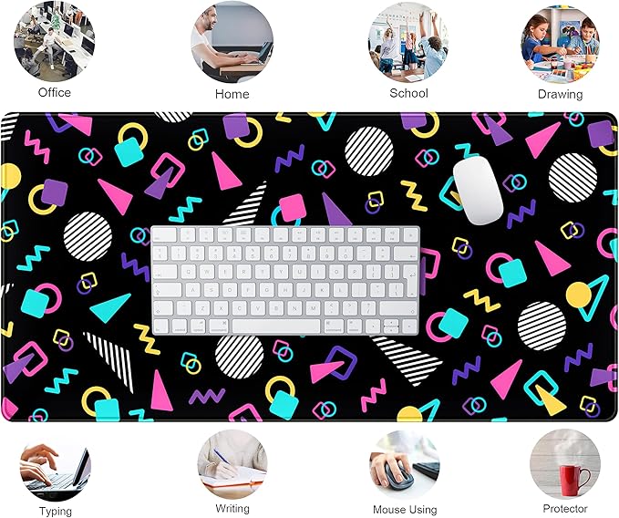 Retro 80s Desk Mat, Cute 90s XXL Large Gaming Mouse Pad, Computer Laptop - Image 6