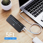 Powered USB Hub 10Gbps, intpw YH6AC 9-Port USB HUB - Image 9