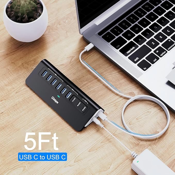 Powered USB Hub 10Gbps, intpw YH6AC 9-Port USB HUB - Image 9