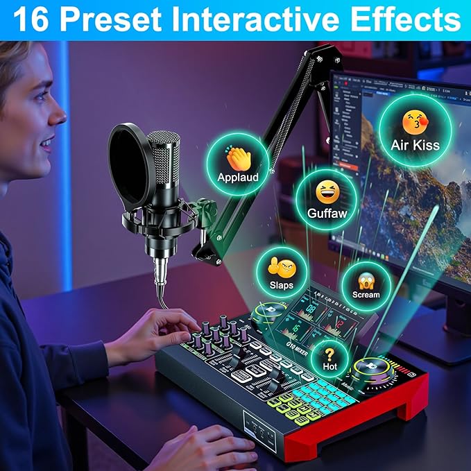 Podcast Microphone Bundle with Live Sound Board Audio Mixer, Podcast Equipment - Image 8