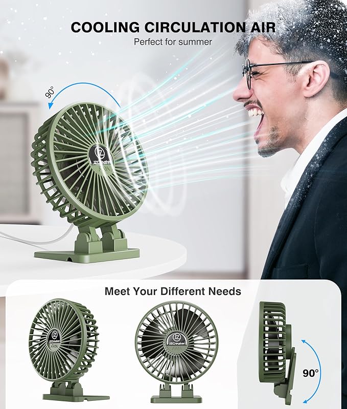 JZCreater USB Desk Fan, Mini Fan Portable, 3 Speeds Desktop Table Cooling Fans - Image 4