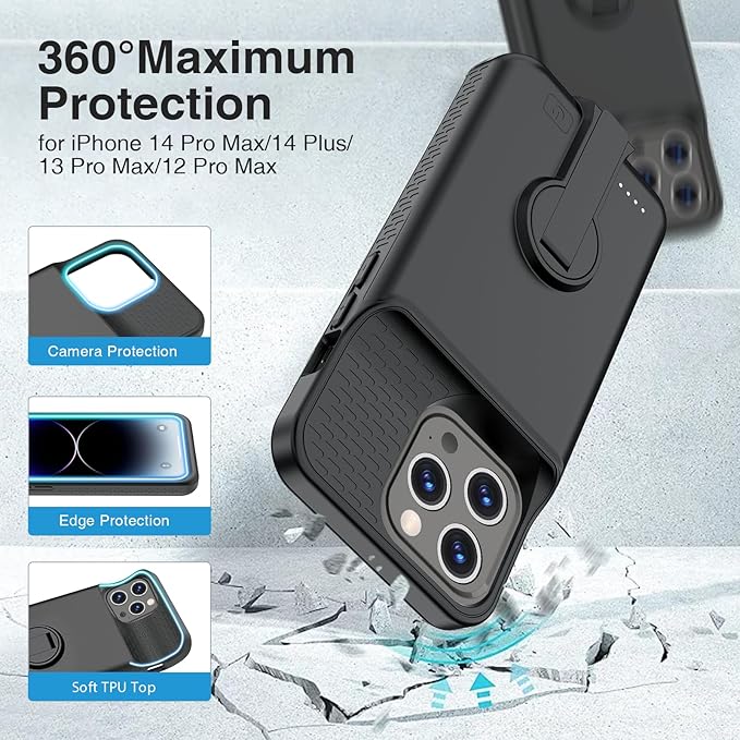 GIN FOXI Battery Case for iPhone 14 Pro Max/14 Plus/13/12 Pro Max, Charging - Image 5
