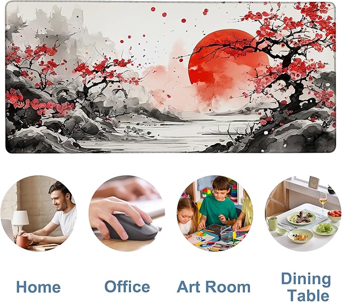 Large Mouse Pad Ink Painting Gaming Desk Pad Computer Keyboard Non-Slip - Image 5