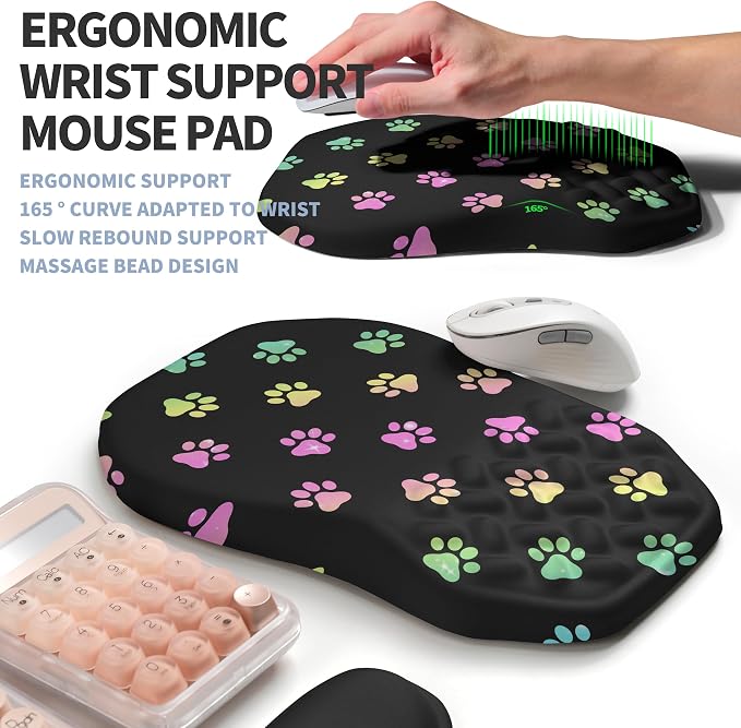 2-in-1 Ergonomic Set, Wave Keyboard Wrist Rest and Massage Slope Mouse Pad - Image 3