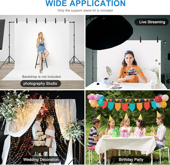 10 x 6.9 Ft Photo Backdrop Support Stand, MSKIRA Adjustable Background Stand - Image 7