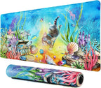 Lokigo Desk Pad Cool Cat, Big Desk Mat Cute Cat Ocean Underworld Extended Large by Lokigo