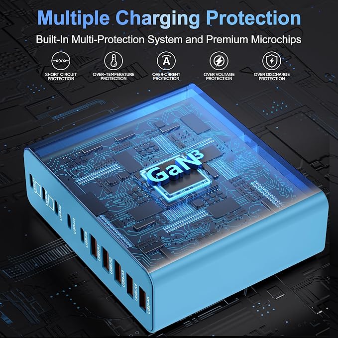 420W USB C Charger Block, 10-Port Charging Station GaN Fast Charging Type C & - Image 5