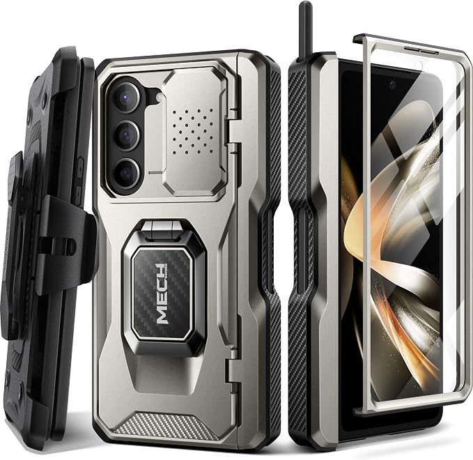 TONGATE for Z Fold 5 Case with Ring Stand, Built-in S Pen Holder & Glass Screen - Image 9