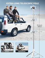 SelfieShow 71" Cell Phone Selfie Stick & Tripod, Smartphone Stand - Image 2