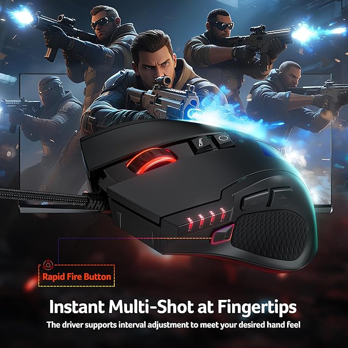 acer Wired Gaming Mouse, 800 DPI RGB Ergonomic Computer Mouse - Image 7