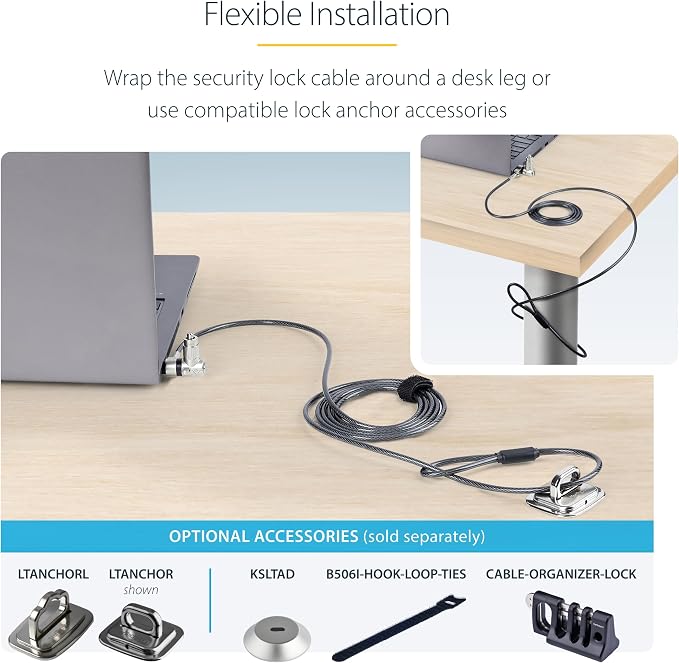StarTech.com 25-Pack Universal Laptop Lock 6.6ft, Keyed Alike Security Cable - Image 6
