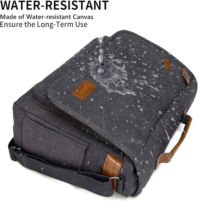ESTARER Computer Messenger Bag 15-15.6 inch, Water-resistant Canvas Work Bag - Image 4