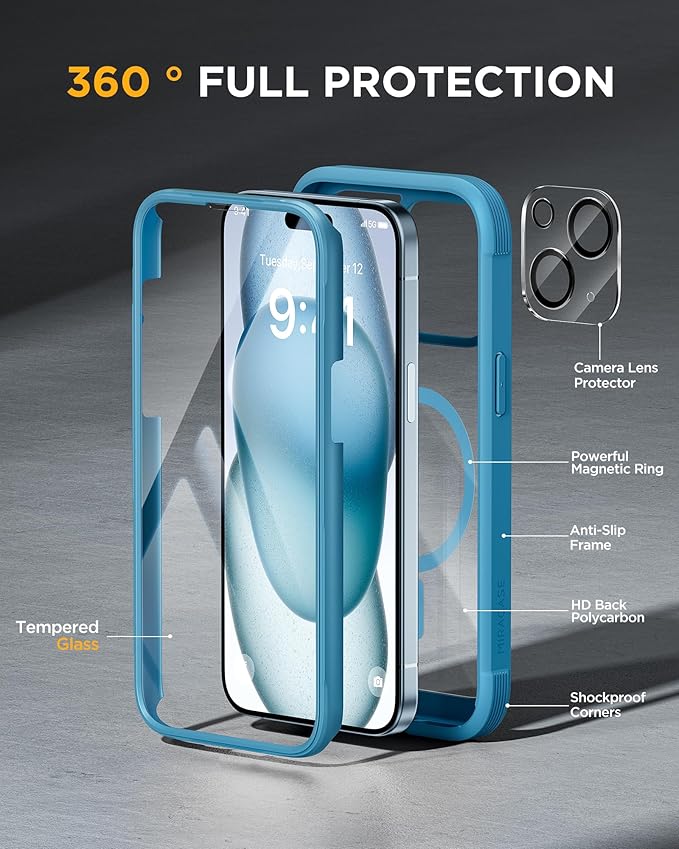 Miracase Magnetic for iPhone 15 Plus Case 6.7'' Full-Body Military Drop Proof - Image 4