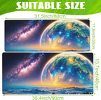 Desk Mat, Galaxy Earth Planet Desk Pad, Science Fiction Cosmic Large Gaming - Image 2