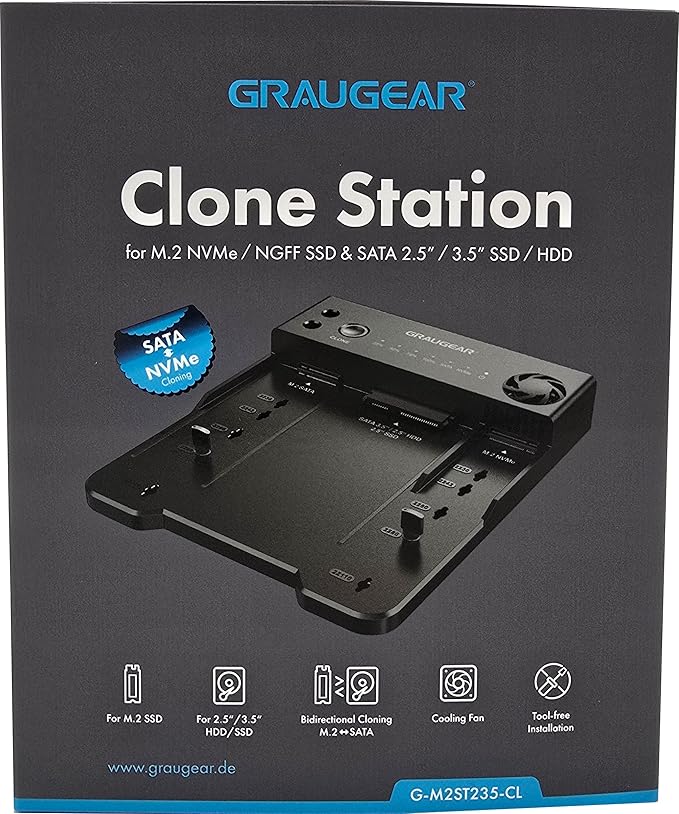 GRAUGEAR SATA SSD/HDD to M.2 NVMe Docking Station, USB-C 10Gbps Clone Station - Image 10