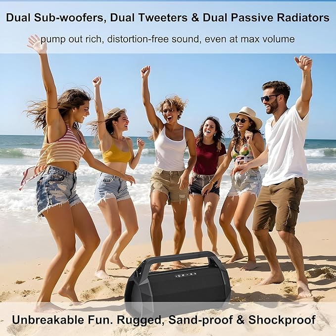 Portable Waterproof Speaker Bluetooth 5.3, Rugged 120W Loud Outdoor Boombox - Image 3