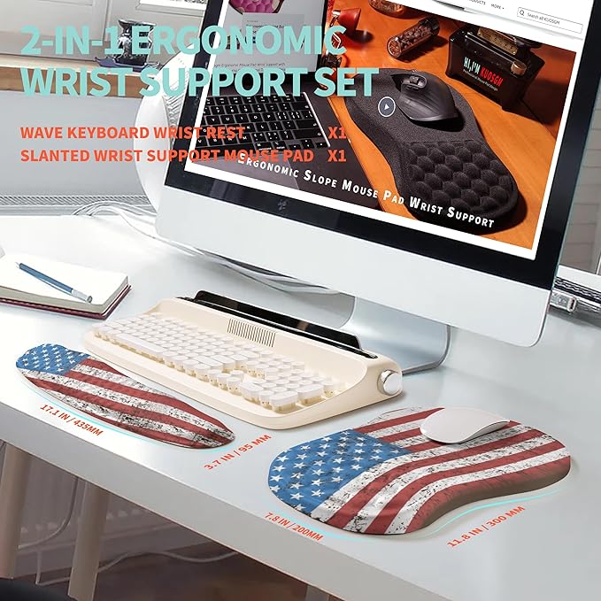2-in-1 Ergonomic Set, Wave Rise Keyboard Wrist Rest and Massage Bulge Slope - Image 5