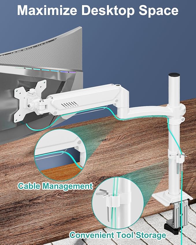 Single Monitor Mount Arm, VESA Desk Mount Stand - Image 5