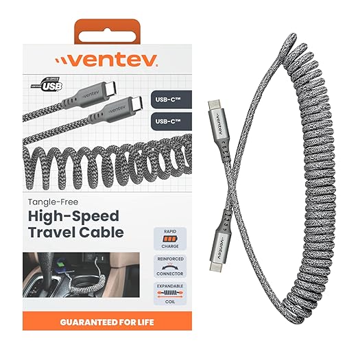 Ventev Helix 3ft Expandable USB C to USB C Cable | Fast Charging Cable - Image 2