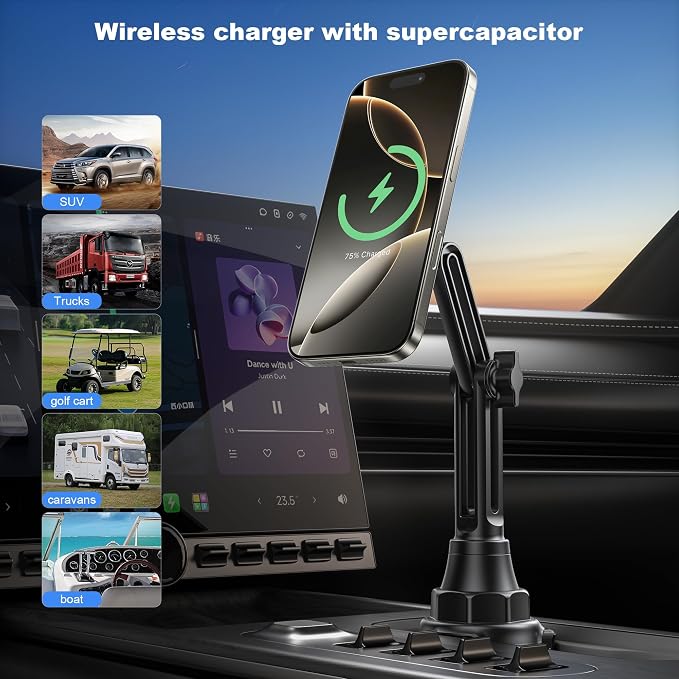 for Qi2 15W Wireless MagSafe Car Mount Charger Cup Phone Holder, 15W Fast - Image 7