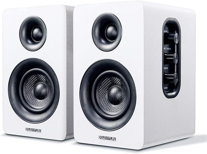 Sanyun SW208 3" Active Bluetooth 5.0 Bookshelf Speakers – 60W Carbon Fiber by Sanyun