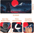Mouse Pad Large Samurai and Red Moon Non-Slip Game Desk Mat - Image 3