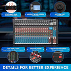 16 Channel Audio Mixer, Mixing Console Sound Mixer DJ Sound Controller - Image 5