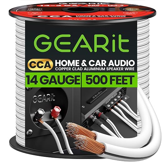 14AWG Speaker Wire, GearIT Pro Series 14 AWG Gauge Speaker Wire Cable Great Use by GEARit