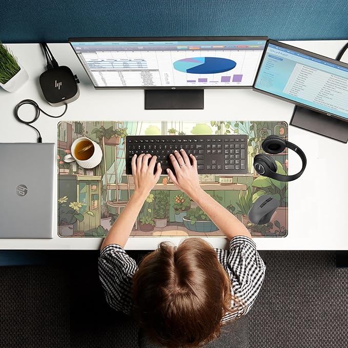 Cute Desk Mat Green Plants Gaming Mouse Pad XXL Large Extended Sage Laptop - Image 6