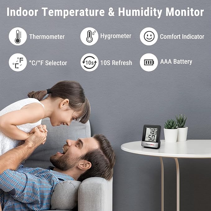 ThermoPro TP49 3 Pieces Digital Hygrometer Indoor Thermometer Humidity Meter - Image 2