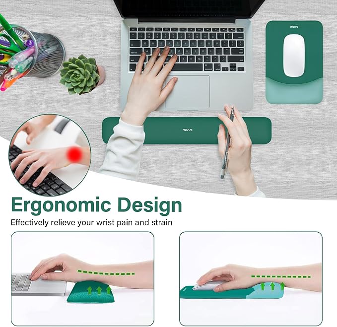 MOSISO Wrist Rest Support for Mouse Pad&Keyboard Set, Rectangular Ergonomic - Image 2