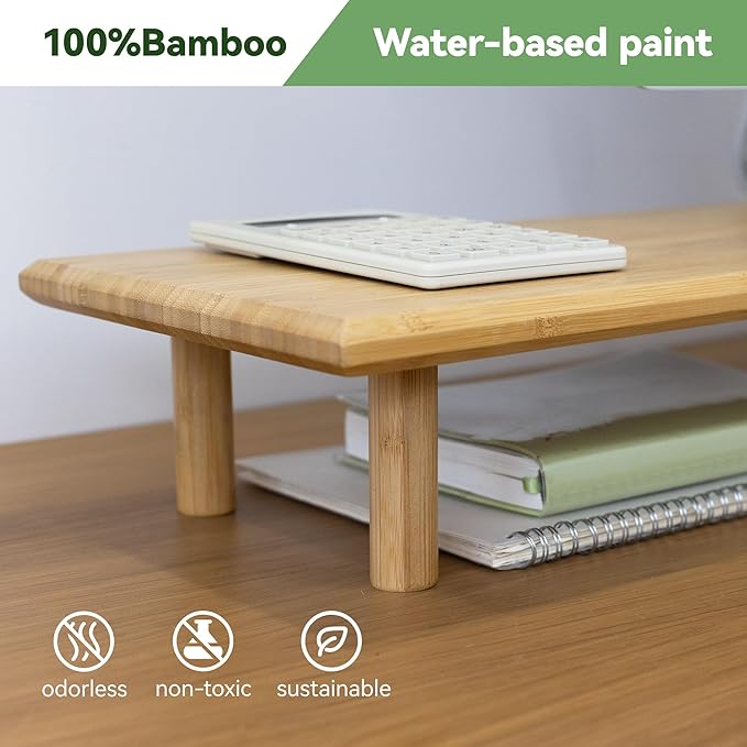 Bamboo Dual Monitor Stand Riser - Image 2