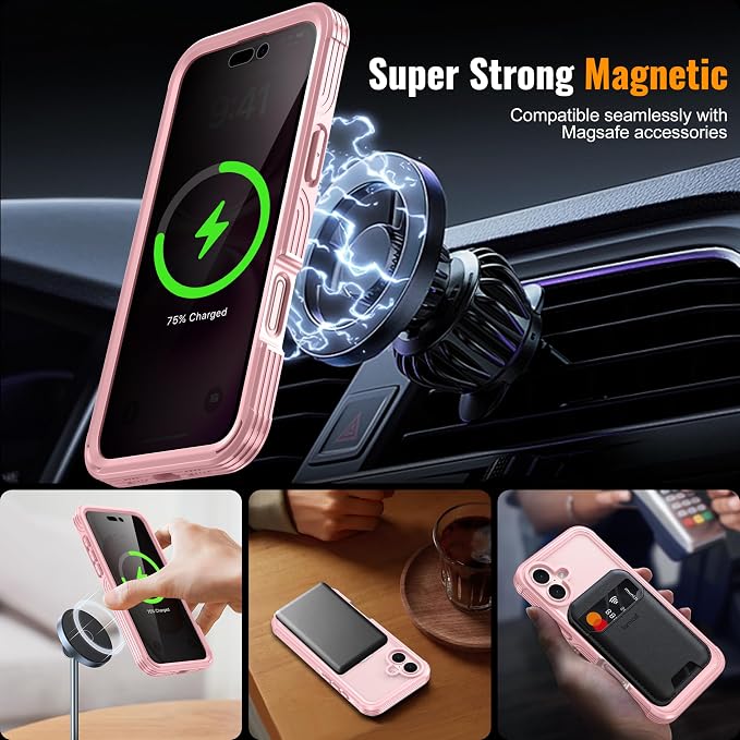 Magnetic & Stand for iPhone 16 Plus Case Built-in Privacy Screen Protector - Image 2