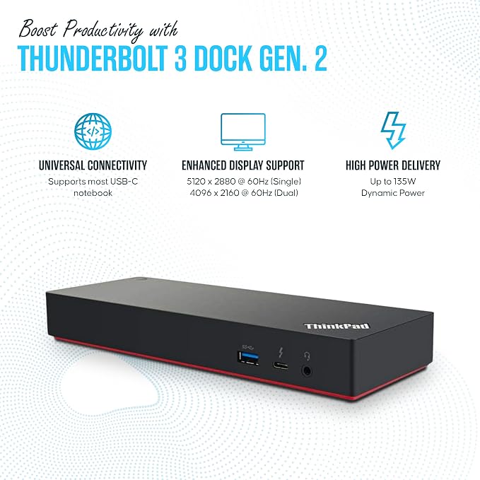 Lenovo 40AN0135US Thunderbolt 3 Dock Gen 2 Dual UHD 4K Display - Image 3