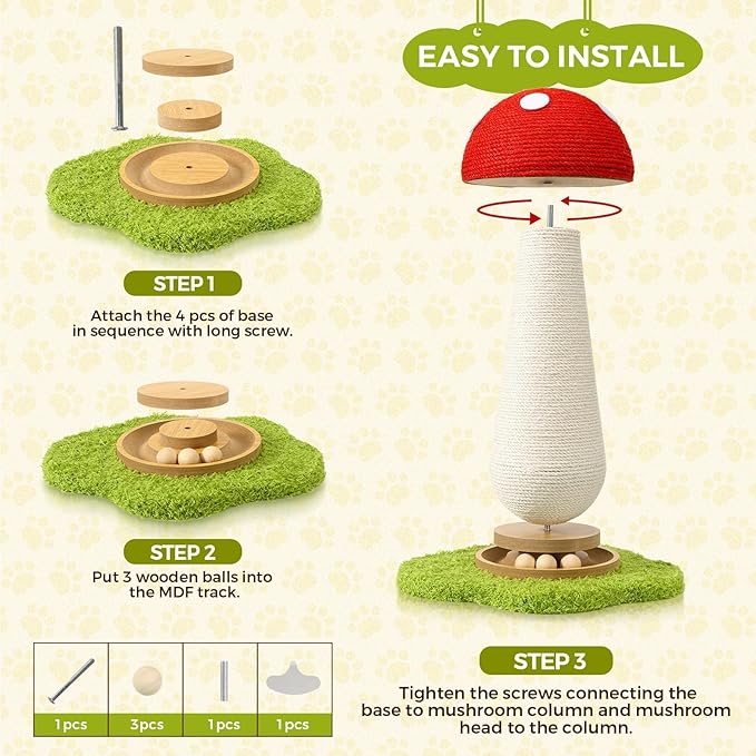 Cat Scratching Post for Indoor Cats, Cat Toys Scratcher Sisal Cat Scratch Posts - Image 7
