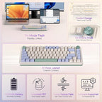 Redragon K673 PRO 75% Wireless Gasket RGB Gaming Keyboard, 3-Modes 81 Keys - Image 2
