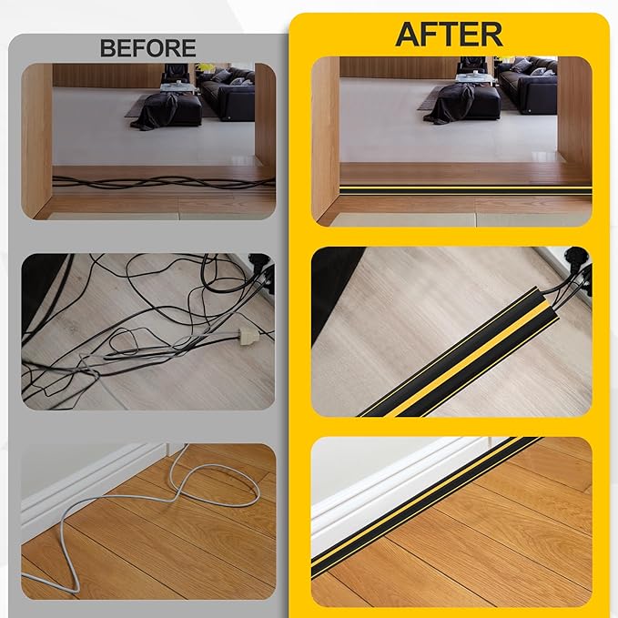 Floor Cord Cover 6.5Ft 2Pcs Heavy Duty PVC Floor Cable Protector Electric Cord - Image 4