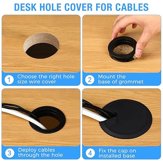 Desk Grommet 2-1/16", Desk Cord Hole Cover, Cable Grommet ABS Plastic, Desk - Image 4