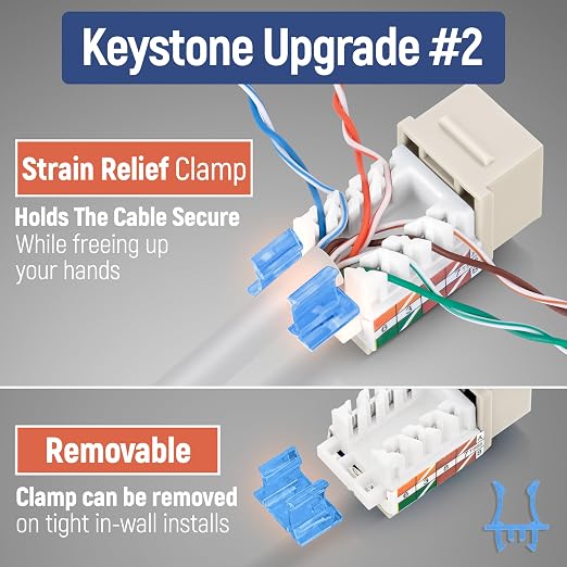 Everest 45° Angled RJ45 Cat5e Keystone Jacks 10-Pack in Light Almond - Image 4