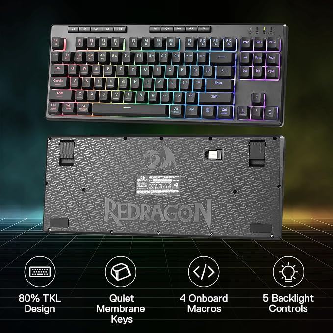 Redragon K516 PRO Shiva TKL RGB Wireless Membrane Gaming Keyboard, 87 Keys - Image 2