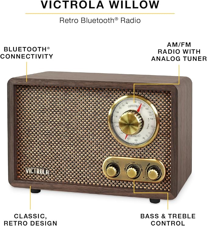 Victrola Willow – Retro Wood Bluetooth Radio - Image 2