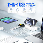 115W USB Charging Station Power Strip, 11-in-1 USB C Charger Block, 2AC Outlets - Image 2