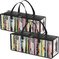 Lifewit DVD Storage Bags, Front Window Zipper Design, Stackable Media Organizer by Lifewit