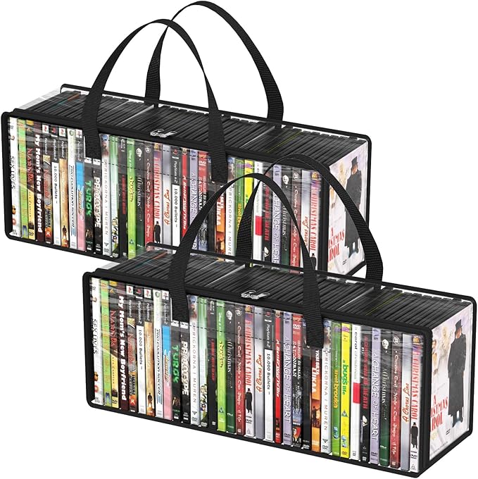 Lifewit DVD Storage Bags, Front Window Zipper Design, Stackable Media Organizer by Lifewit