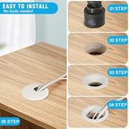 1-3/8" White Desk Grommet with Bi-Metal Hole Saw, JTemgle Plastic Cable Hole - Image 5