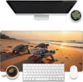 Large Gaming Mouse Pad for Desk, Baby Turtles On Beach Desk Mat, Cute Sea by KOAIWPAE