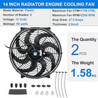 2PCS 14 Inch Universal Slim Fan Push Pull Electric Radiator Cooling Fan Mount - Image 2