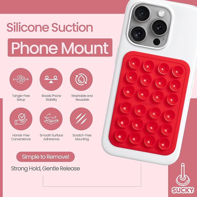 SUCKY Silicone Suction Phone Case Adhesive Octo Cup Buddy Mount - Image 2