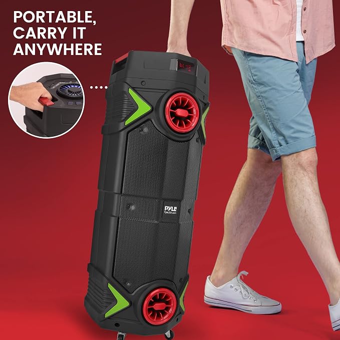 Pyle Portable Bluetooth PA Speaker - 400W Dual 8” Rechargeable Indoor/Outdoor - Image 6
